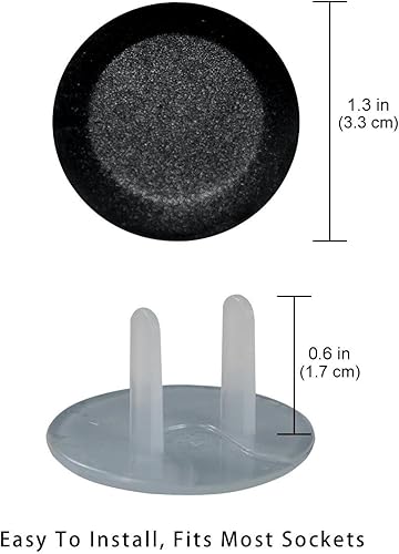 12 PCS Baby Child Proofing Outlet Covers, Electrical Safety Socket Protection Caps for 2-Prong Power Wall Plate Pure Black, czbhg-001 - Jamouz