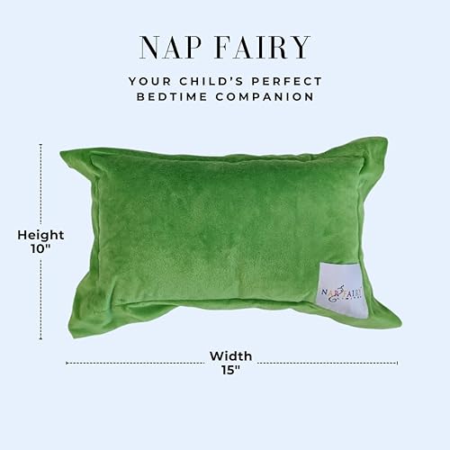 The Nap Fairy Pillow, Childrens Pillow with a Pocket, for Nap Time & Bed Time, 10x15, Soft Minky Fabric, Fun Teaching Tool for Kids, Pillow & Sham (Single Pillow, Lime Green) - Jamouz