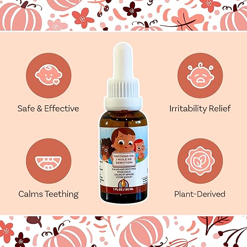 Punkin Butt Teething Oil - 1 oz - 100% Natural, for Babies - Proprietary Blend Includes Chamomile, Sunflower, Peppermint, and Clove - Baby Teething Relief with No Added Chemicals - Jamouz