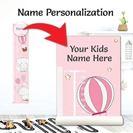 Personalized Kids Canvas Growth Chart, Height Chart, Growth Chart Banner, Train - Jamouz