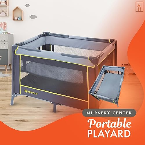 Baby Trend Portable Playard with Bassinet, Twinkle Lime - Jamouz