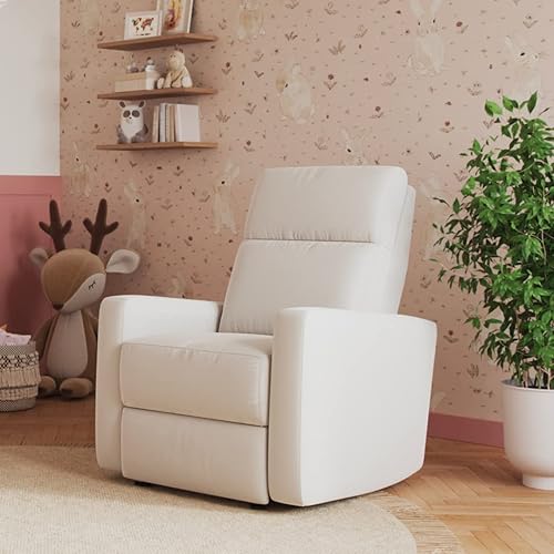 Nurture& The Manual Glider Premium Modern Recliner Nursery Glider Chair with Spill, Stain Proof Fabric | Designed with a Thoughtful Combination of Function and Comfort | Water Repellant (Ivory) - Jamouz