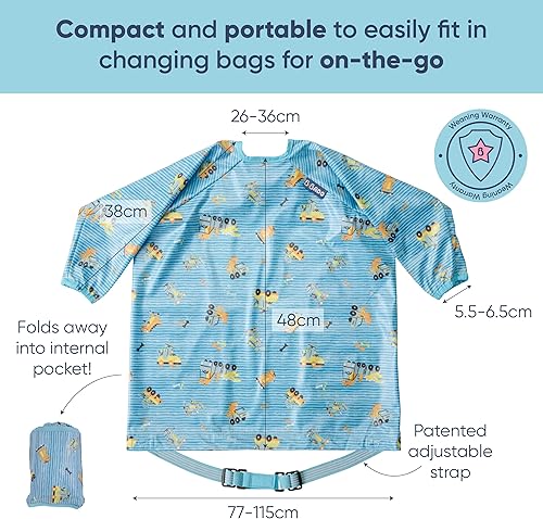 BIBaDO - Long Sleeve Baby Bibs - Babies & Toddlers 6-36 Months - Coverall Baby Led Weaning Bib - Easy Wipe, Soft & Waterproof - Jamouz