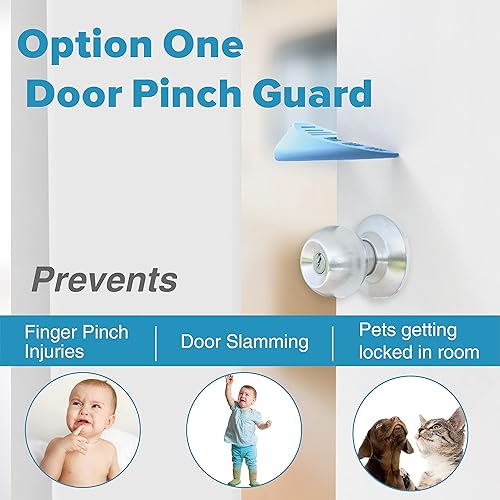 Silicone Door Guard and Stopper, Prevents Finger Pinch Injuries, Door Safety for Kids, 2 Packs White Basic - Jamouz