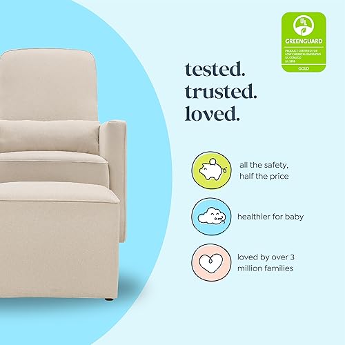 DaVinci Olive Upholstered Swivel Glider with Bonus Ottoman in Polyester Cream, Greenguard Gold & CertiPUR-US Certified - Jamouz