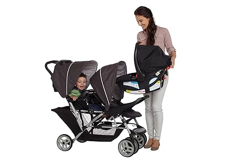Graco DuoGlider Double Stroller | Lightweight Double Stroller with Tandem Seating, Glacier - Jamouz