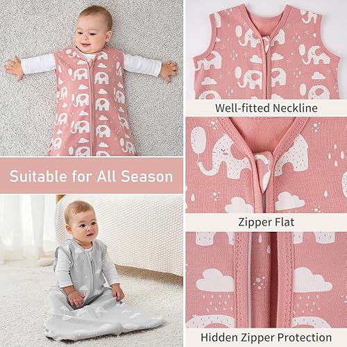 Yoofoss Baby Sleep Sack 6-12 Months Wearable Blanket for Babies 100% Cotton 2-Way Zipper TOG 0.5 Toddler Sleeping Sack 3 Pack, Soft Lightweight Sleep Sacks - Jamouz