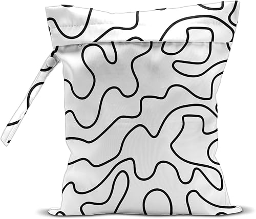 Wet Bag, Wet Dry Bag, Wet Bag for Swimsuit, Travel, Beach, Pool, Diapers, Dirty Yoga Gym Clothes, Makeup Bag, Waterproof Reusable Minimalist Aesthetic Line Art Geometric Decor - Jamouz