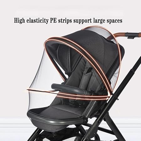 Baby Stroller Mosquito Net Universal Breathable Stroller Canopy Cover with Mosquito Netting for Infant Toddler Pushchair (Black) - Jamouz