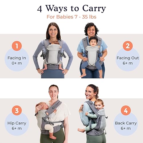Beco Baby Carrier Gemini Newborn to Toddler-Front, Back and Hip Seat Carrier,Baby Carrier Backpack & Baby Front Carrier with Adjustable Seat,Ergonomic Baby Holder 7-35lbs (Grey) - Jamouz