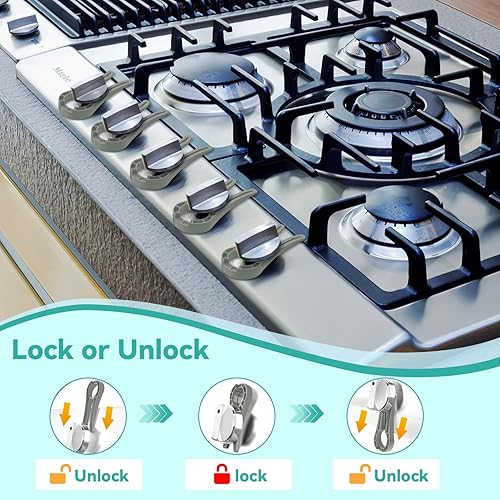 Gas Stove Knob Locks Protecting Kids and Pets; Oven Knob Covers for Child Safety (5 Pack,Black) - Jamouz