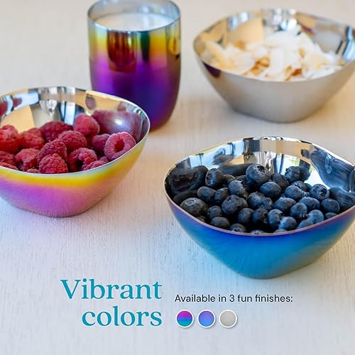 Ahimsa Stainless Steel Bowls for Kids - Pediatrician Designed, 12oz Toddler Bowl, Non Toxic Stainless Steel Snack Bowls Set, Non Plastic Kids Bowl, Dishwasher Safe (Set of 4 Classic) - Jamouz