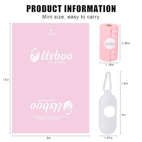 Baby Disposable Diaper Bags, Waste Bags 8 Refill Rolls/120 Bags with Dispenser, Convenient and Quick Diaper Disposal, Unscented - Jamouz