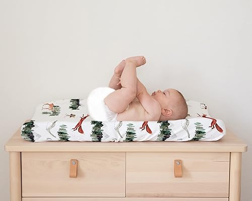 Baby Changing Pad Cover 2-Pack for Girls (Fleurette) - Premium Fitted Sheets Baby Diaper Changing Table Cover - Buttery Soft Cotton Blend - Jamouz