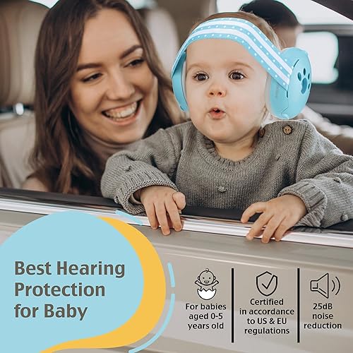 'CuddleEars' 2 in 1 Baby Ear Muff - Noise Canceling Infant Toddler Headphone Hearing Protection Earmuff for Plane - Jamouz
