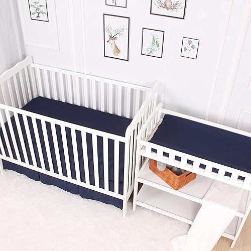 CaSaJa Navy Diaper Changing Pad Cover with Strap Holes Set of 3, Snug Fit 4-Sided Contoured Changing Table Pad 16x31 16x32, Fitted Change Pad Sheet for Baby Boy, 100% Silky Soft Microfiber - Jamouz
