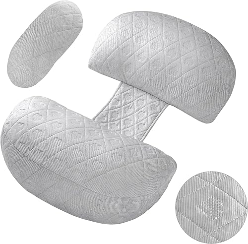 Cooling Pregnancy Pillows for Sleeping, Full Body Pillow for Adults, with Cooling Pillow Cover, Side Sleeping Pillow, Maternity Pillow and Pregnancy Must Haves, Detachable & Adjustable, Light Grey - Jamouz
