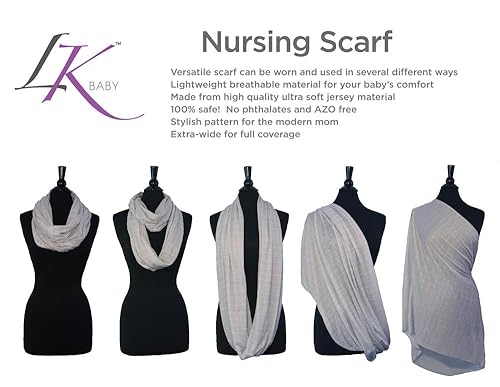 LK Baby 2pk Infinity Nursing Scarf Breastfeeding Cover Ultra Soft (Grey/Navy) - Jamouz