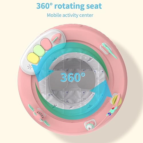 Baby Walker with Music and Lights, 5 Adjustable Heights, Baby Walkers and Activity Center for Boys Girls Babies 6-12 Months, Features 360 Degree Swivel Seat, Detachable Toys and Bounce Foot pad - Jamouz