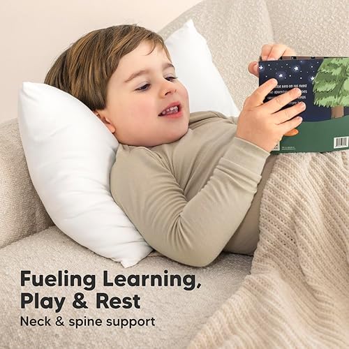 Toddler Pillow with Pillowcase - 13x18 My Little Cuddly Pillow, Viscose Derived From Bamboo Nursery Toddler Pillows for Sleeping,Kids Pillow,Small Travel Pillows,Mini Toddler Bed Pillow (Meadow) - Jamouz