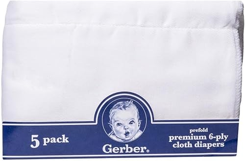 Gerber Prefold Premium 6-Ply Cloth Diapers, 5-Pack - Jamouz