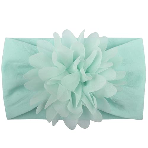 Baby Girls Nylon Headbands 9Pcs, Chiffon Flowers Newborn Infant Toddler Hairbands and Child Hair Accessories (Multicolored-9PCS) - Jamouz