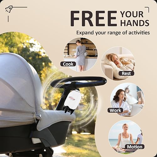 Vibrating Baby Stroller Rocker Rechargeable, Portable Baby Sleep Soother Aid Rocks Any Stroller, Buggy, Adjustable Speed, Fits All Pushchairs, Prams, Stroller - Jamouz