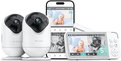 VistaView Smart WiFi Baby Monitor with 2 Cameras- 5” 1080P Split Screen - Jamouz
