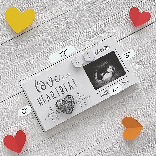 Baby Sonogram Picture Frame with Countdown Weeks - Standard 4'x3' Ultrasound Photo - Pregnancy Announcements Ideas - Gender Reveal Baby-Shower Gift - New Mom Expecting Parents to Be Keepsake Gifts - Jamouz