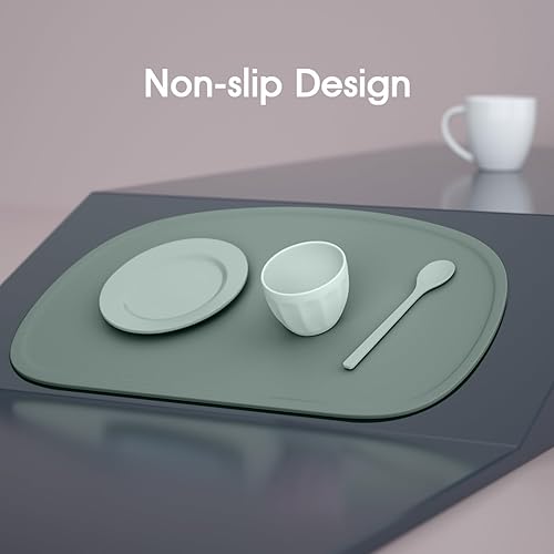 Cuddle Campus Set of 3 Silicone Placemats with Raised Edges for Kids,Toddlers,Babies, Non-Slip Dinning Table Mat, Baby Eating Mat, Food Mat - Jamouz