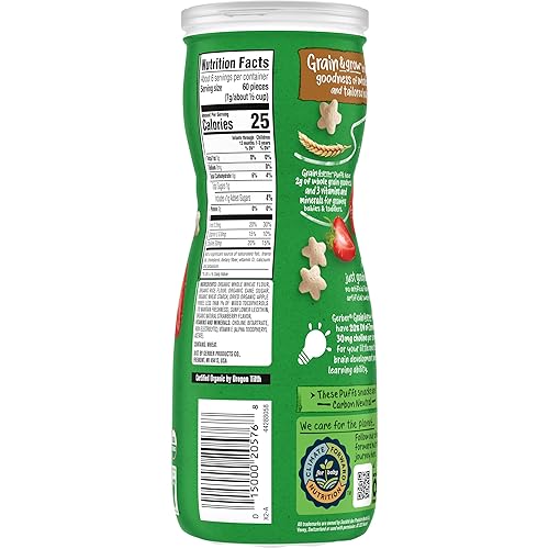 Gerber Baby Snacks, Organic Puffs, Peach, Baby Food, 1.48 Ounce (Pack of 6) - Jamouz