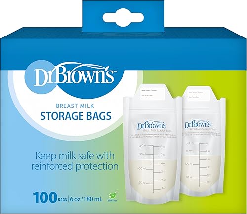 Dr. Brown’s Breast Milk Storage Bags, Disposable and Durable Bags for Freezing & Heating Breast Milk, (100 ct) 6 oz Bags, BPA free - Jamouz