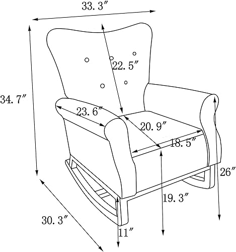 Nicbex High Back Rocking Chair Nursery Glider Chair for Nursery Velvet Upholstered Baby Rocking Chair Baby Glider Rocker,Grey - Jamouz