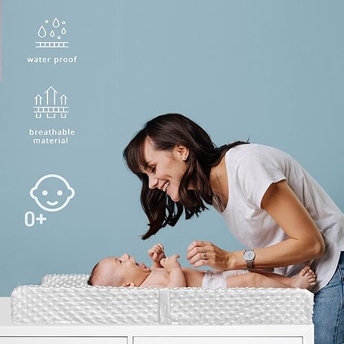 YENING Baby Diaper Changing Pad for Dresser Top with Cover Waterproof Lining Foam Contoured Changing Table Pads Topper 31' x 16' Grey - Jamouz