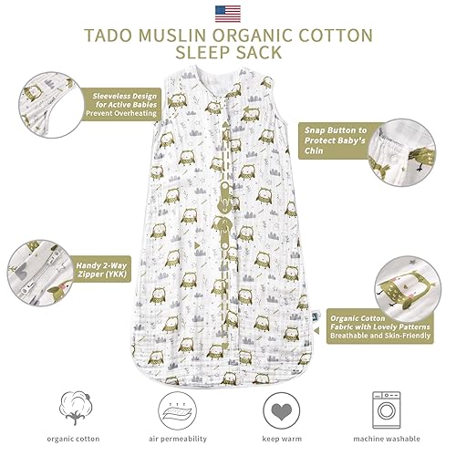 Baby Sleep Sack 2-4 T Baby Wearable Blanket 100% Organic Cotton 0.5 TOG Toddler Sleeping Sack 2- Way Zipper Soft Lightweight X-Large Pup - Jamouz