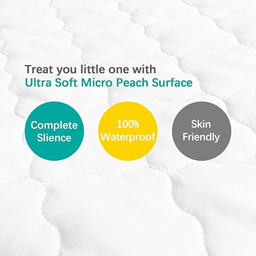 Bassinet Mattress Pad Cover Waterproof, Quilted Mattress Protector Sheets Fits All Mainstream Bassinet - Rectangle, Oval, Hourglass, 2 Pack, Ultra Soft Breathable, White and Grey - Jamouz