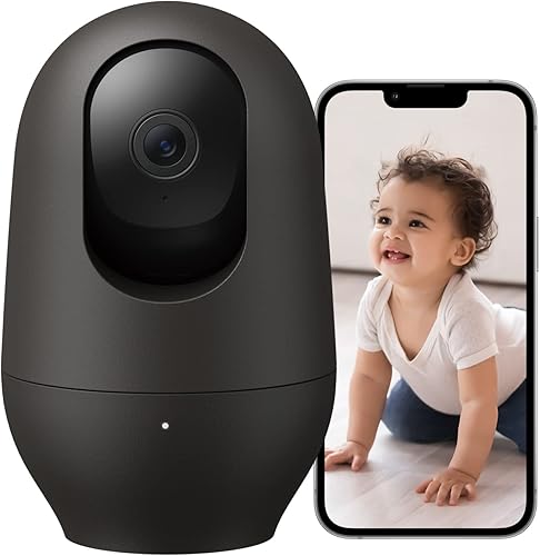 nooie Baby Monitor, Dog Camera with Phone App, 2K Cat Camera, 360 WiFi Indoor Camera for Home Security, AI Motion Tracking, Two-Way Audio, Compatible with Alexa, 2.4Ghz WiFi Only, SD or Cloud Storage - Jamouz