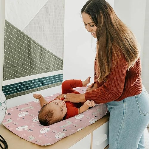 Stretchy Changing Pad Covers for Boys Girls,2 Pack Jersey Knit,Elephant & Whale - Jamouz