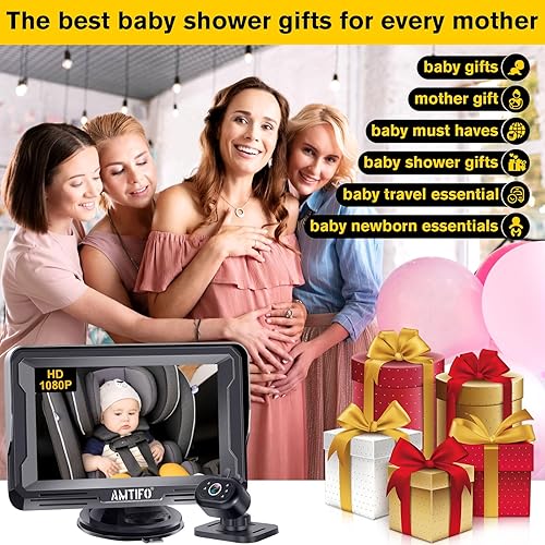 AMTIFO Baby Car Camera Easy Install: Clear Night Vision 2Mins Plug-Play Backseat Camera 360 Rotation Rear Facing Car Baby Monitor with Camera - Jamouz