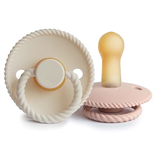 FRIGG Rope Natural Rubber Baby Pacifier | Made in Denmark | BPA-Free (Olive/Sage, 6-18 Months) - Jamouz