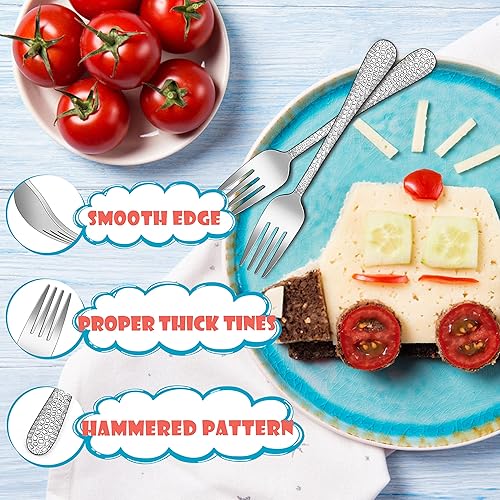 9-Piece Stainless Steel Kids Forks, HaWare Toddler Forks, Kids Silverware Preschooler Utensils, Baby Forks for Self Feeding, Mini Flatware Set for Home Kitchen School, Healthy and Dishwasher Safe - Jamouz