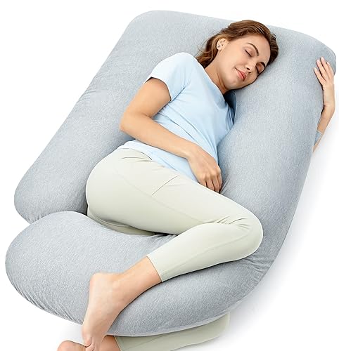 Momcozy Pregnancy Pillows for Sleeping, U Shaped Full Body Maternity Pillow with Removable Cover - Support for Back, Legs, Belly, HIPS for Pregnant Women, 57 Inch Pregnancy Pillow for Women, Grey - Jamouz