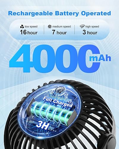 Stroller Fan Clip on for Baby, 4000mAh Rechargeable Battery Operated, Flexible Tripod, 3 Wind Speed, 360° Rotatable, Small Portable Fan for Car Seat Crib Backseat Beach Travel Camping, Pink - Jamouz