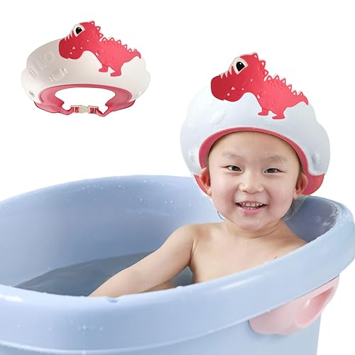 Baby Shower Cap Shield, Shower Cap for Kids, Visor Hat for Eye and Ear Protection for 0-9 Years Old Children,Cute Dinosaur/Crocodile/Hippo shape Makes the Baby Bath More Fun (Dinosaur, Blue) - Jamouz