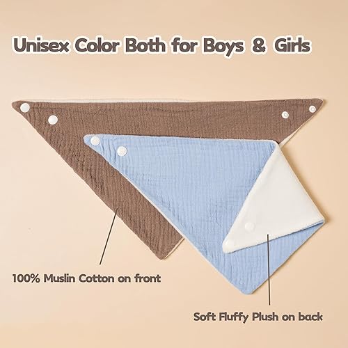 Susurration Muslin Baby Drool Bibs 6Pack Soft Triangular Adjustable Baby Bandana Bibs for Unisex Baby Girls & Boys - Jamouz