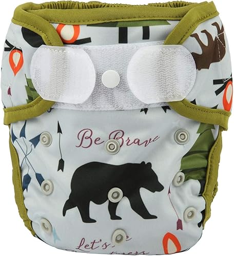 Baby Cloth Diaper Cover Nappy Hook and Loop Double Gusset 6.6lbs to 33lbs (Rabbits Wolves) - Jamouz