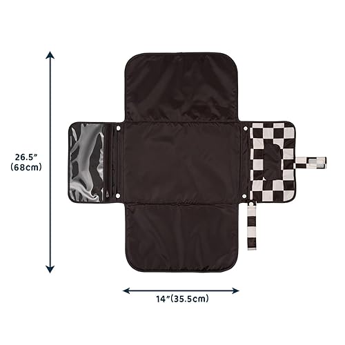 Tiny Twinkle Portable Diaper Changing Pad, Foldable Waterproof Baby Change Pad for Newborn Girl & Boy with Smart Wipes Pocket (Beige Checkers) - Jamouz