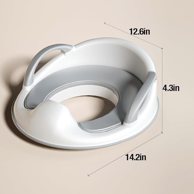 PandaEar Baby Toddler Potty Training Toilet Seat for Boys and Girls with Handles| Child Kids Potty Seat Toilet Seat Attachment| Safe Urine Guard Non-Slip Rubber Rim| Fits Round & Oval Toilets - Jamouz