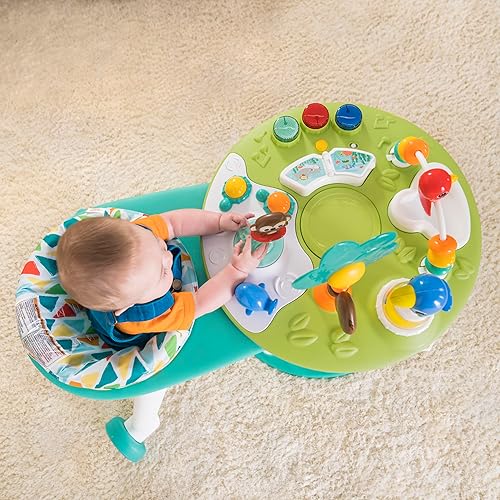 Bright Starts Around We Go 2-in-1 Baby Walker, Discovery Activity Center and Table, Tropic Cool, Ages 6 Months+ - Jamouz