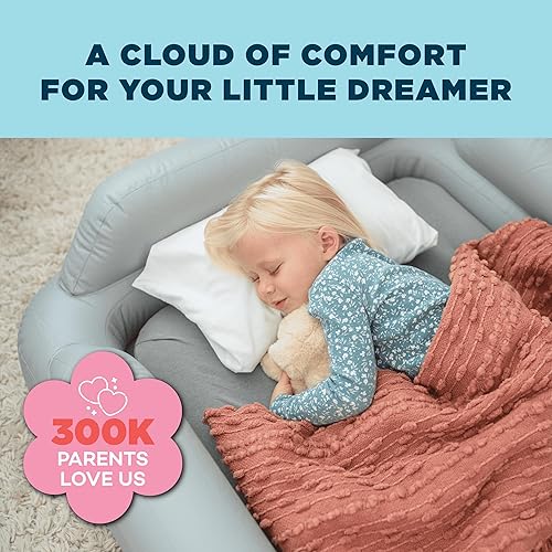 SlumberPod SlumberTot Inflatable Toddler Travel Bed - Portable Kids Air Mattress with Safety Bumpers - Perfectly Sized Ideal for Travel or Home Use - Includes Electric Pump - Jamouz
